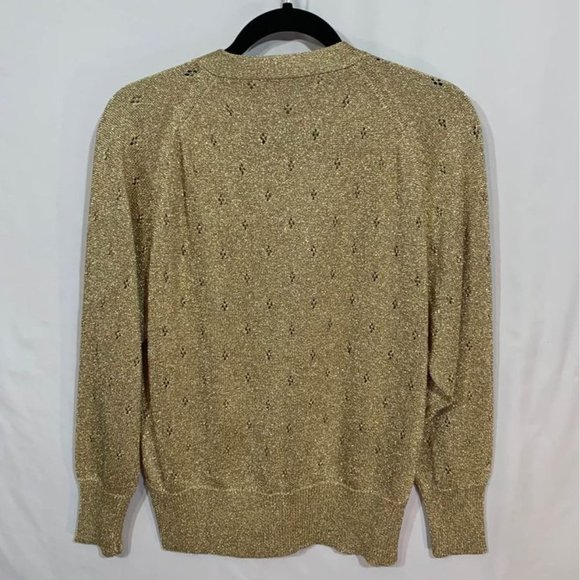 WOMAN’S RINO ROSSI gold glitter cardigan with nautical buttons. Size medium - Picture 5 of 9